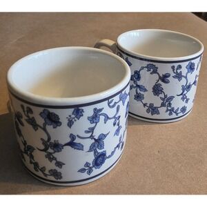 Majesticware White Blue Floral Coffee Mug Coastal Cup Tea Drinkware